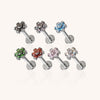 316L Surgical Steel Internally Threaded CZ Flower Labret Stud – Lip & Helix Piercing Jewelry