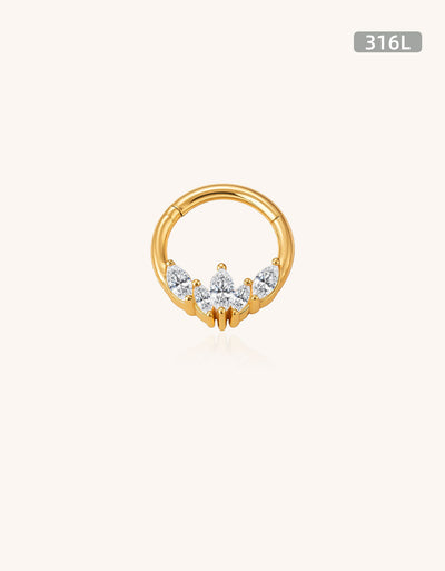 316L Stainless Steel Helix Earring | 5 Marquise CZ Blaze Segment Ring | Cartilage Piercing Jewelry