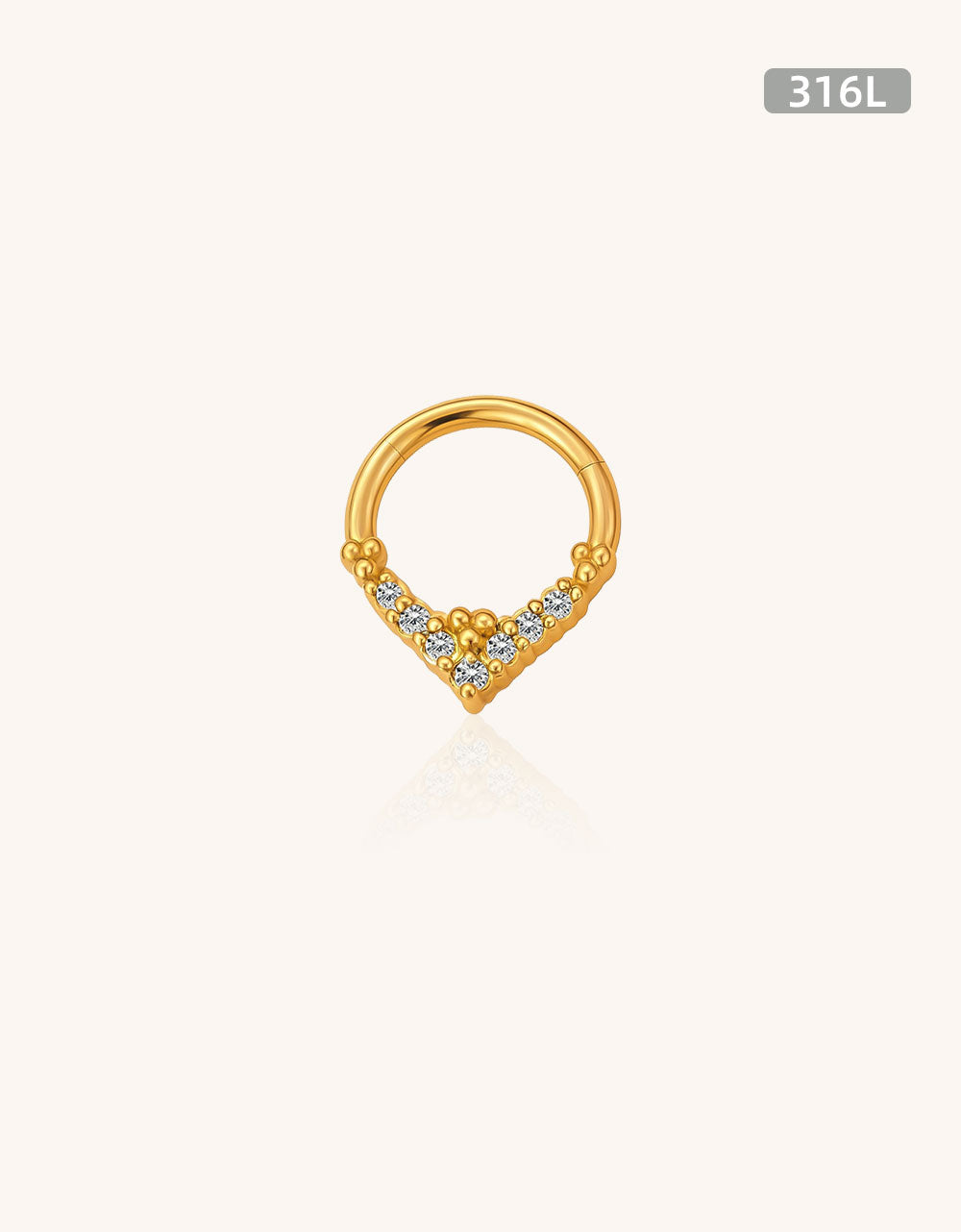 316L Stainless Steel 7 CZ Blaze Set With Clustered Tribal Beads Around Segment Ring