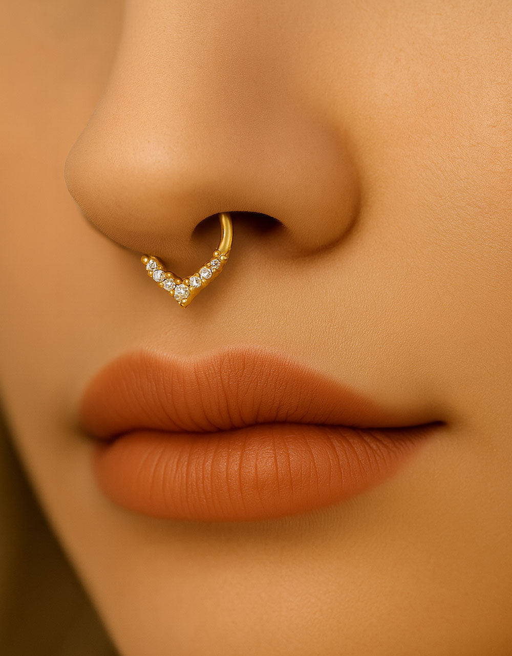 316L Stainless Steel 7 CZ Blaze Set With Clustered Tribal Beads Around Segment Ring