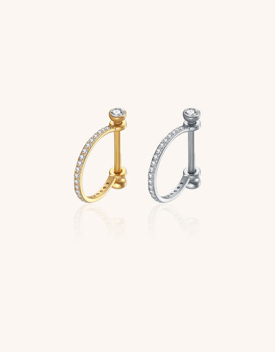 D-Shaped Single Row White CZ Hypoallergenic Nipple Ring