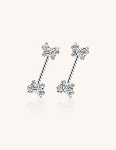 Titanium Dangle Chain Nipple Barbell with CZ Ends – ASTM F136