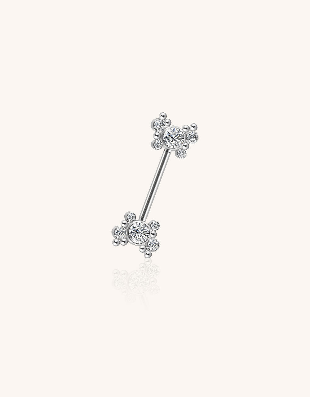 Titanium Dangle Chain Nipple Barbell with CZ Ends – ASTM F136