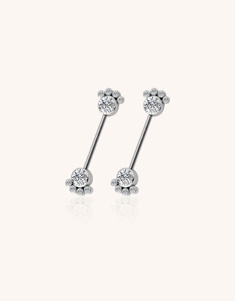 Titanium 5 CZ Push-In Barbell – ASTM F136 Nipple & Navel Piercing Jewelry