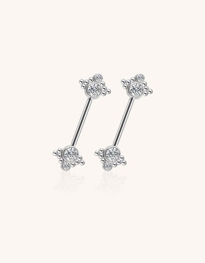 Double CZ Nipple Barbell with Chain – Hypoallergenic Titanium