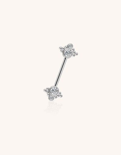 Double CZ Nipple Barbell with Chain – Hypoallergenic Titanium