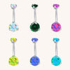 Double CZ Titanium Belly Ring Internally Threaded Navel Jewelry