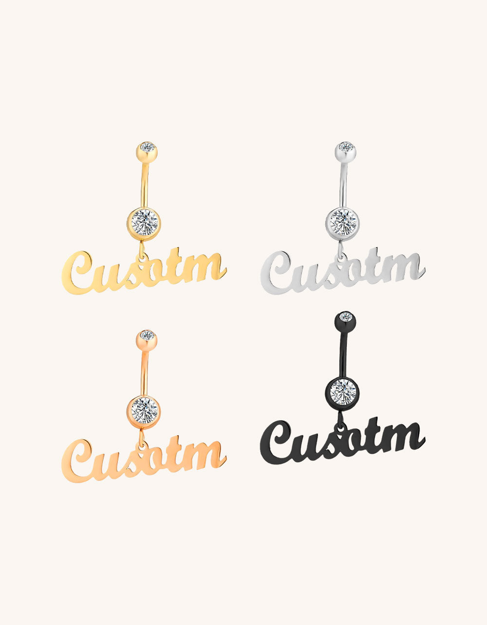 316L Custom Name Navel Ring–Personalized Belly Piercing Gift