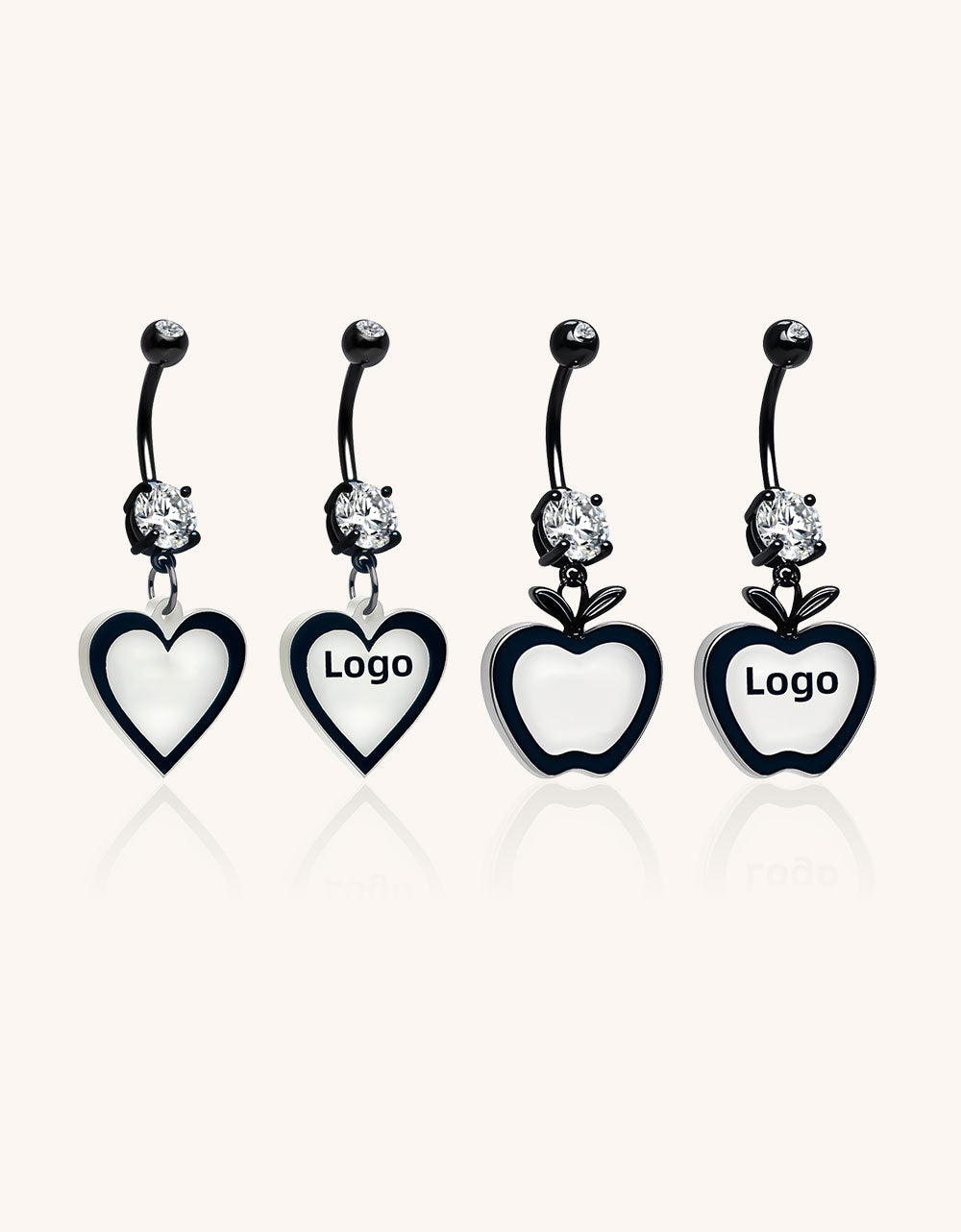 F136 Titanium Personalized Logo Belly Ring with Glow Effect