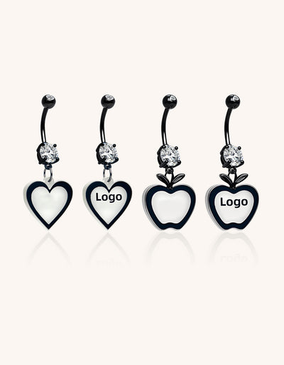 F136 Titanium Personalized Logo Belly Ring with Glow Effect