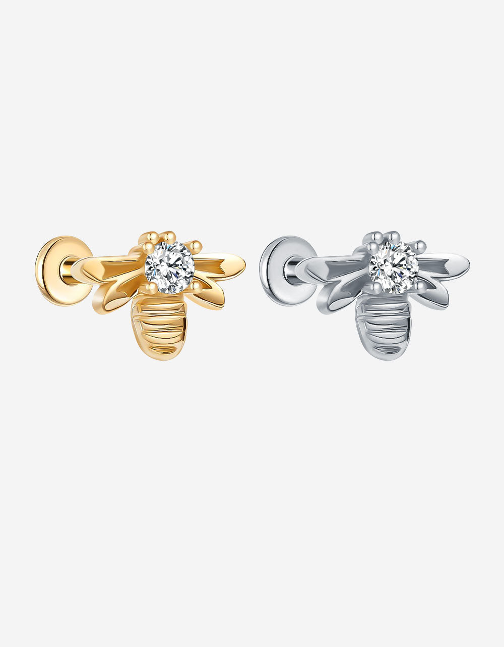 Hottime F136 Titanium Bee Earrings – Lab-Grown Diamond Studs