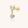 Titanium Labret Stud – 2 Marquise Lab-Grown Diamonds with Dangle Cup