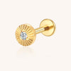 Titanium Lip Labret – Striped Disc with Prong-Set Lab-Grown Diamond