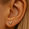 Triple Lab-Grown Diamond Stud Earrings – Flat Head Threaded Cartilage Piercing Jewelry