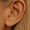 Triple Lab-Grown Diamond Stud Earrings – Flat Head Threaded Cartilage Piercing Jewelry