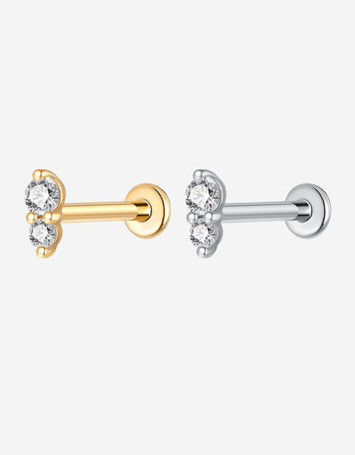 Titanium Labret Stud – Infinity Design with Lab-Grown Diamond, Internally Threaded Flat Back Earring