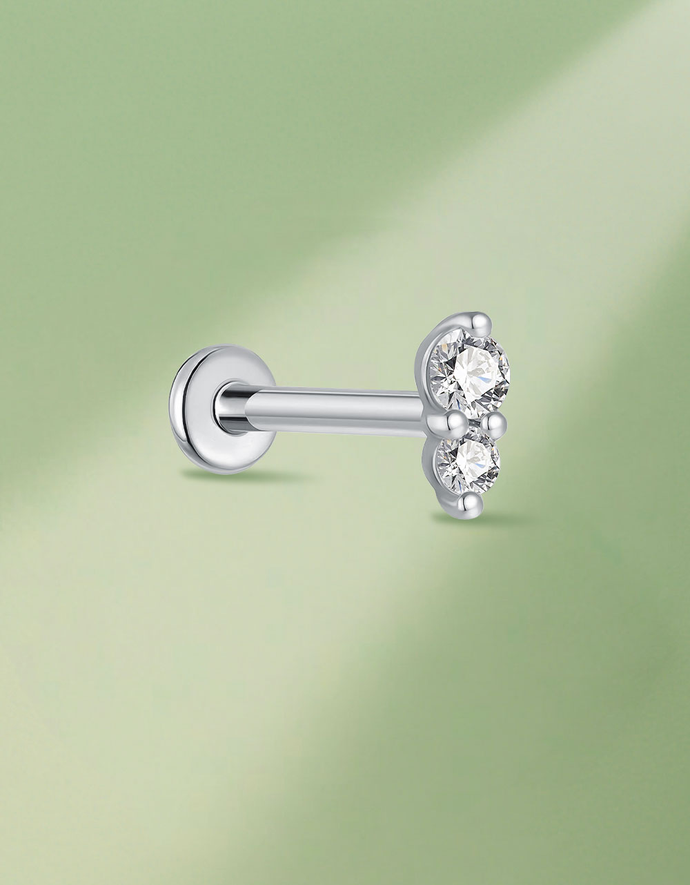 Titanium Labret Stud – Infinity Design with Lab-Grown Diamond, Internally Threaded Flat Back Earring