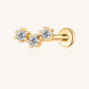 Titanium Labret Stud – 3 Prong-Set Lab-Grown Diamonds Piercing Jewelry