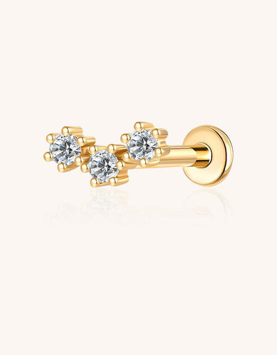 Titanium Labret Stud – 3 Prong-Set Lab-Grown Diamonds Piercing Jewelry