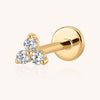 Titanium Cartilage Earring – Triangle Petal with 3 Lab-Grown Diamonds (2mm/3mm/4mm)