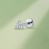 Titanium Cartilage Earring – Triangle Petal with 3 Lab-Grown Diamonds (2mm/3mm/4mm)