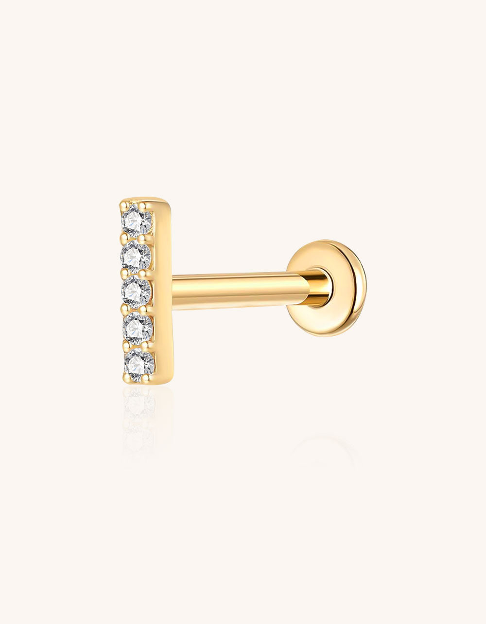 F136 Titanium Lab-Grown Diamond Ear Stud – Flat Back Piercing Jewelry for Lip, Tragus, Helix & Cartilage