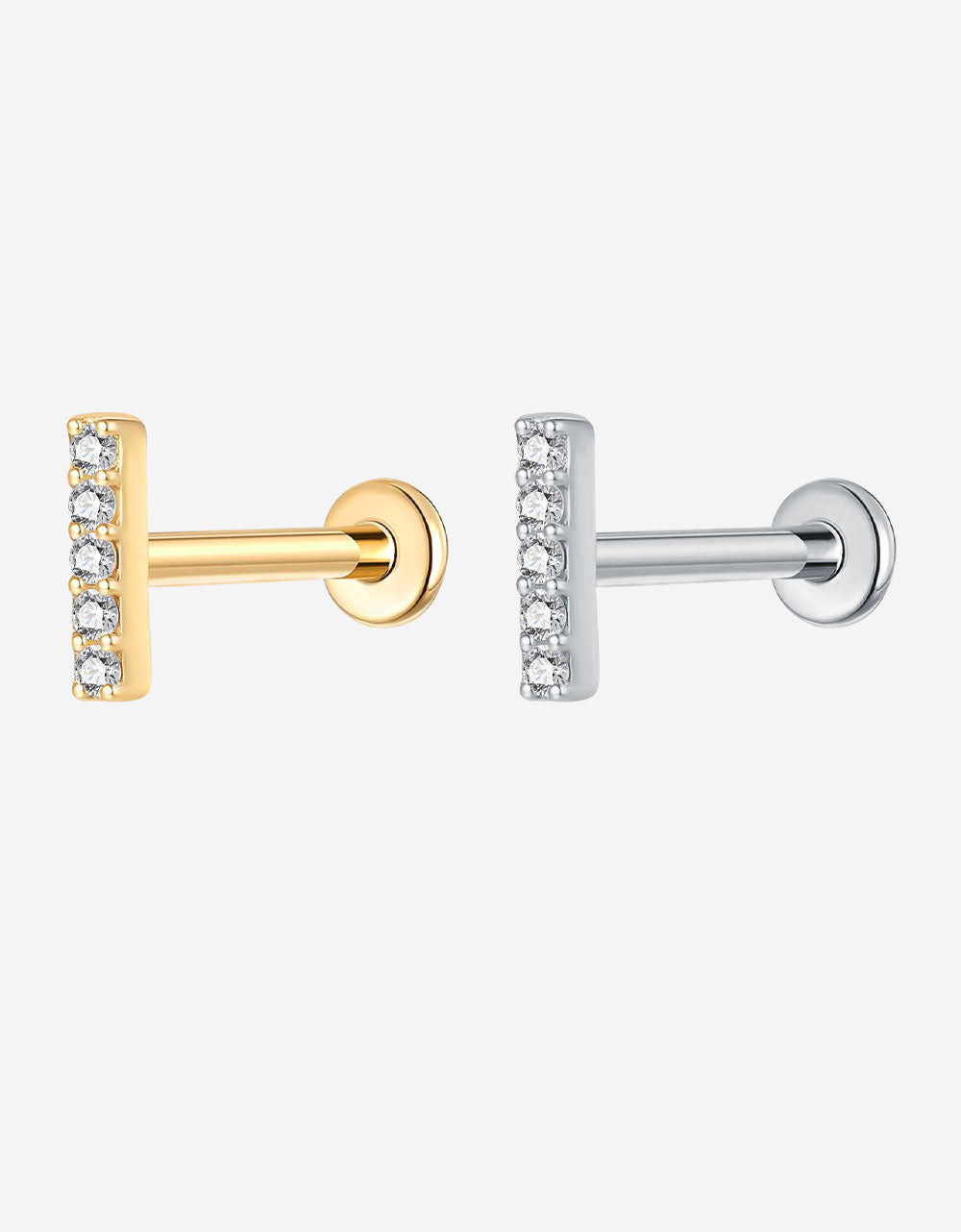 F136 Titanium Lab-Grown Diamond Ear Stud – Flat Back Piercing Jewelry for Lip, Tragus, Helix & Cartilage