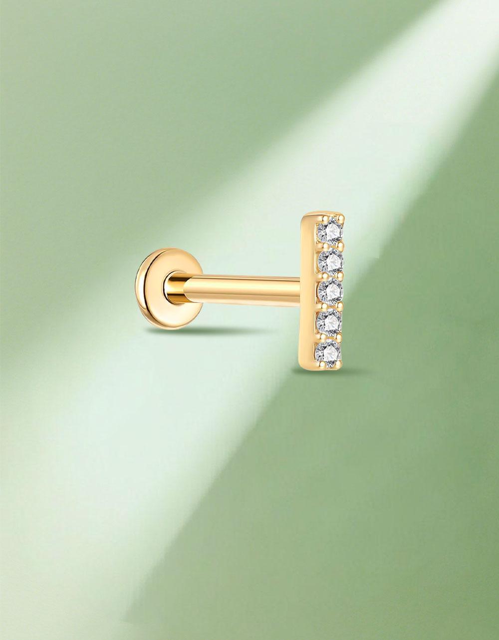 F136 Titanium Lab-Grown Diamond Ear Stud – Flat Back Piercing Jewelry for Lip, Tragus, Helix & Cartilage