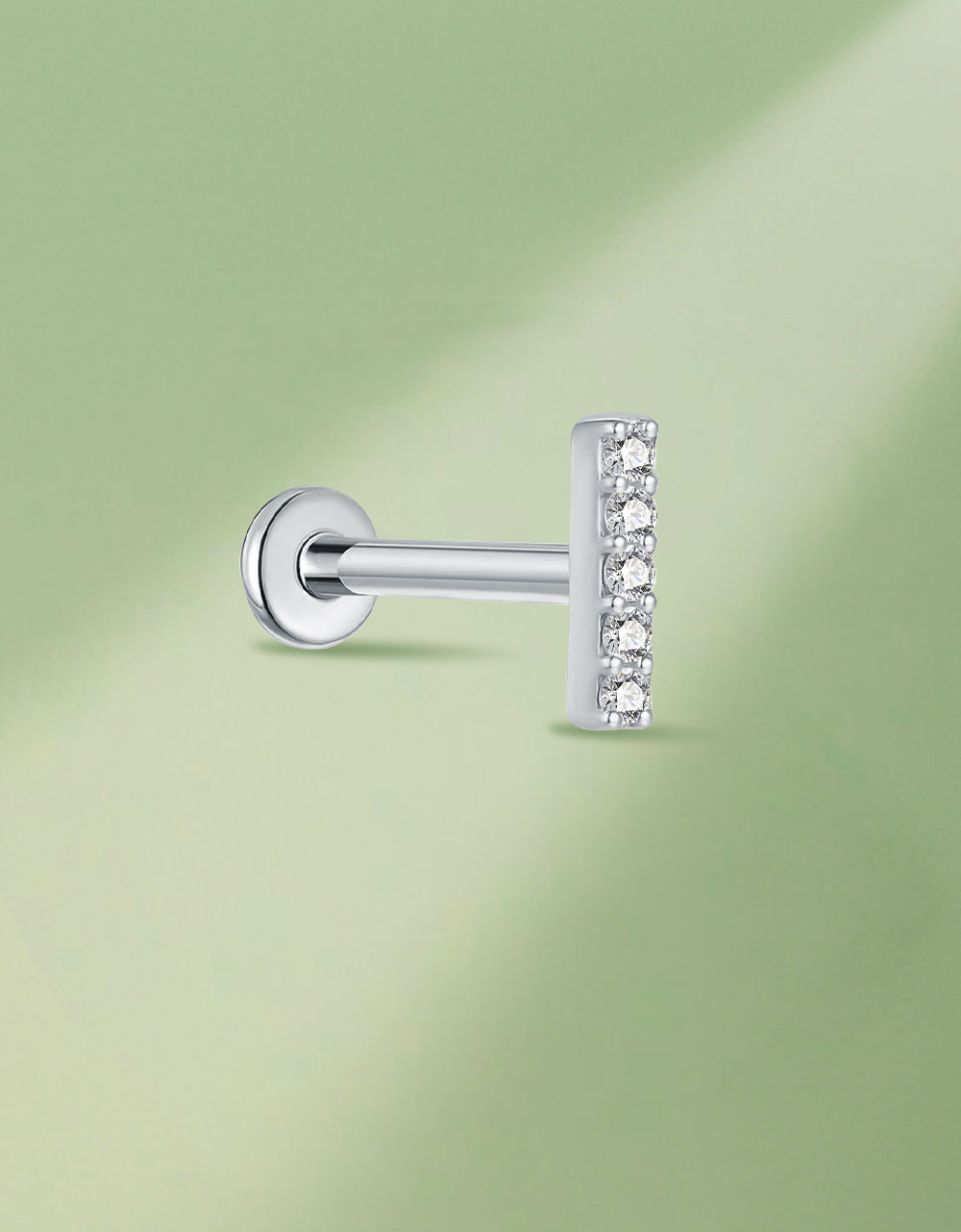 F136 Titanium Lab-Grown Diamond Ear Stud – Flat Back Piercing Jewelry for Lip, Tragus, Helix & Cartilage