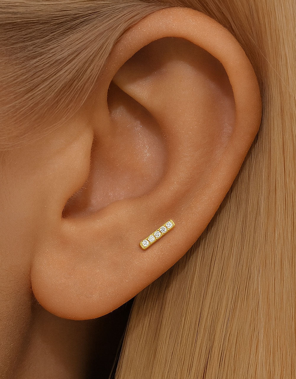 F136 Titanium Lab-Grown Diamond Ear Stud – Flat Back Piercing Jewelry for Lip, Tragus, Helix & Cartilage