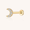 Titanium Labret Stud – Moon Design with Lab-Grown Diamond