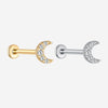 Titanium Labret Stud – Moon Design with Lab-Grown Diamond
