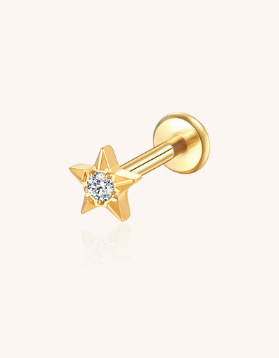 Titanium Lip Labret – Star Design with Prong-Set Lab-Grown Diamond