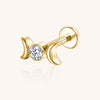 Moon & Lab-Grown Diamond Cartilage Earring – Titanium 16G Labret Piercing Jewelry
