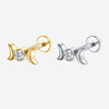 Moon & Lab-Grown Diamond Cartilage Earring – Titanium 16G Labret Piercing Jewelry