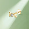 Moon & Lab-Grown Diamond Cartilage Earring – Titanium 16G Labret Piercing Jewelry