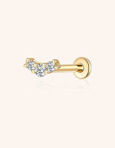 Single Row Lab-Grown Diamond Earrings – 16G Threaded Labret Cartilage Piercing Jewelry