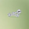 Implant-Grade Titanium Labret – 3 Lab-Grown Diamonds, Internally Threaded Cartilage Piercing Jewelry