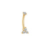 Titanium & 316L Steel Triple Stone Belly Button Ring – 3-Gem Navel Piercing