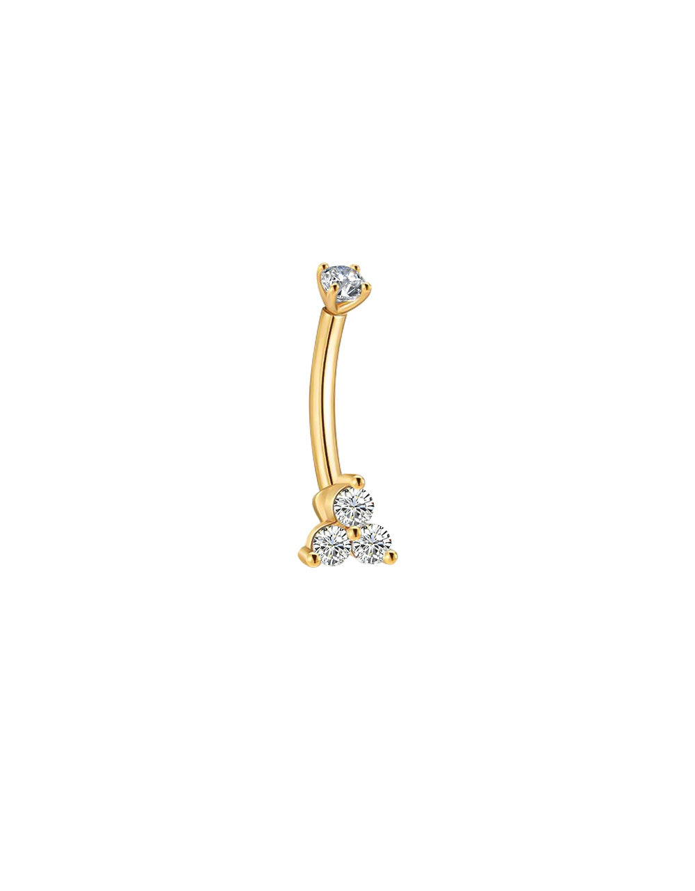 Titanium & 316L Steel Triple Stone Belly Button Ring – 3-Gem Navel Piercing
