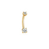 Titanium & Steel Double Round Stone Belly Button Ring – Basic Navel Piercing