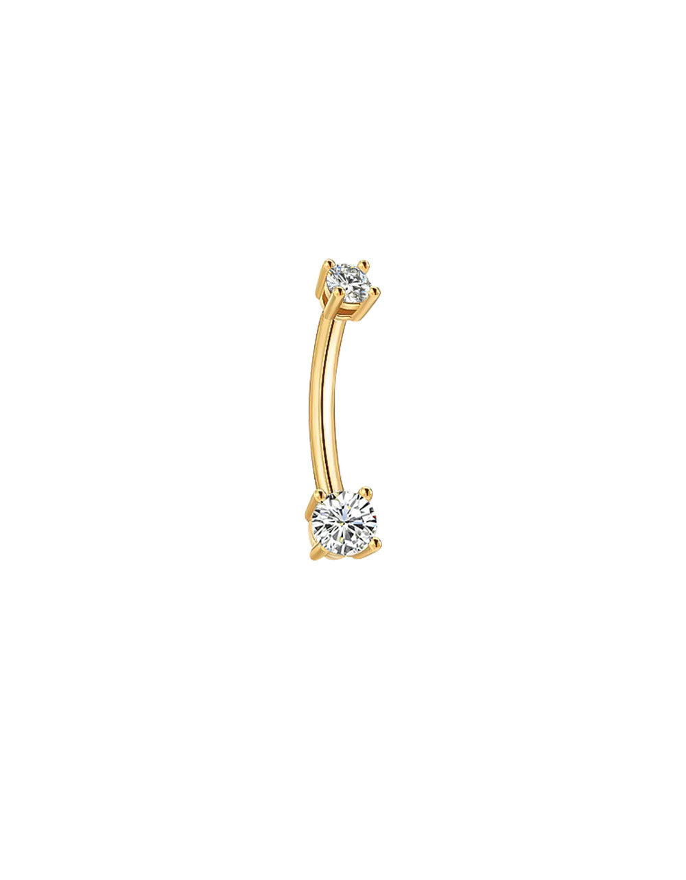 Titanium & Steel Double Round Stone Belly Button Ring – Basic Navel Piercing