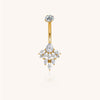 Marquise CZ Cluster Flower with Round CZ Prong Belly Ring