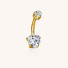 F-136 Titanium Prong-Set Heart Zircon Belly Button Ring