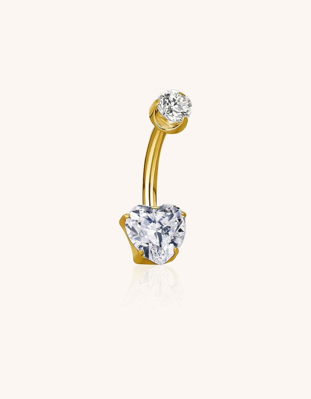 F-136 Titanium Prong-Set Heart Zircon Belly Button Ring