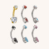 F-136 Titanium Prong-Set Heart Zircon Belly Button Ring