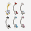 F-136 Titanium Prong-Set Heart Zircon Belly Button Ring