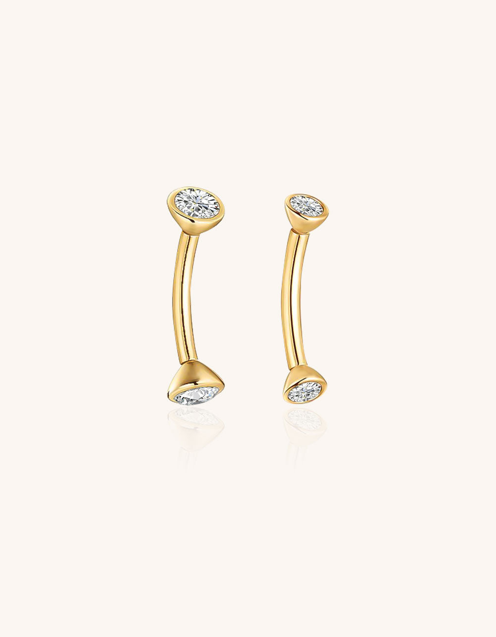 Titanium Cone Belly Button Ring – Double Stone Basic Navel Piercing