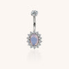 F136 Titanium Flower Navel Ring & Oval Natural Stone Center