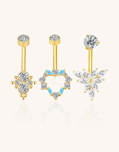 Titanium CZ Belly Button Ring – Sparkling Navel Piercing Jewelry